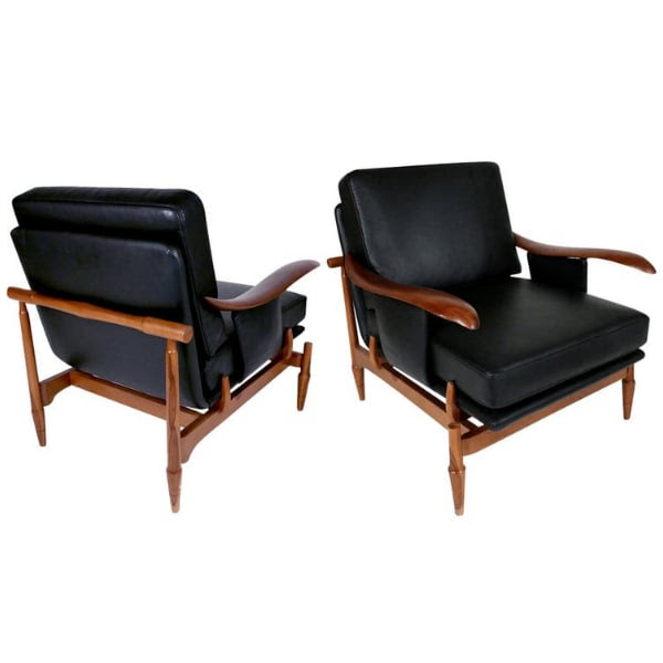 Pair of Danish Modern Teak and Leather Lounge Chairs, Jens Harald Quistgaard